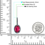 Oval Solitaire Drop Dangle Leverback Earring Cubic Zirconia 925 Sterling Silver