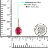 Oval Solitaire Drop Dangle Leverback Earring Cubic Zirconia 925 Sterling Silver
