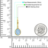 Oval Drop Dangle Leverback Earring Cubic Zirconia Solid 925 Sterling Silver