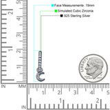 Crescent Moon Charm Huggie Hoop Earring Cubic Zirconia 925 Sterling Silver