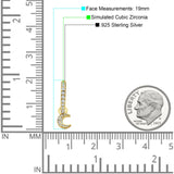 Crescent Moon Charm Huggie Hoop Earring Cubic Zirconia 925 Sterling Silver