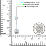Pear Teardrop Cluster Oblong Stud Earring Cubic Zirconia 925 Sterling silver
