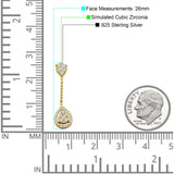 Pear Teardrop Cluster Oblong Stud Earring Cubic Zirconia 925 Sterling silver