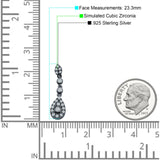 Pear Teardrop Halo Charm Drop Stud Earring Cubic Zirconia 925 Sterling Silver