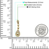 Pear Teardrop Halo Charm Drop Stud Earring Cubic Zirconia 925 Sterling Silver