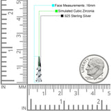 Three Round Graduated Cubic Zirconia Huggie Leverback 925 Sterling Silver