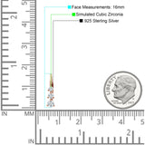 Three Round Graduated Cubic Zirconia Huggie Leverback 925 Sterling Silver