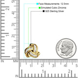 Trinity Love Knot  Baguette Stud Earring Cubic Zirconia 925 Sterling Silver