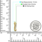 Twisted Rope 15.3mm Cubic Zirconia Huggie Hoop Earring 925 Sterling Silver