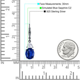 Oval Drop Dangle Triangular Cubic Zirconia Leverback Earring 925 Sterling Silver
