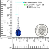 Oval Drop Dangle Triangular Cubic Zirconia Leverback Earring 925 Sterling Silver