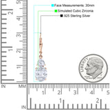 Oval Drop Dangle Triangular Cubic Zirconia Leverback Earring 925 Sterling Silver