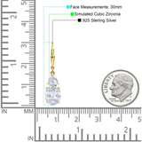 Oval Drop Dangle Triangular Cubic Zirconia Leverback Earring 925 Sterling Silver
