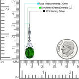 Oval Drop Dangle Triangular Cubic Zirconia Leverback Earring 925 Sterling Silver