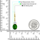 Oval Drop Dangle Triangular Cubic Zirconia Leverback Earring 925 Sterling Silver