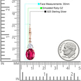 Oval Drop Dangle Triangular Cubic Zirconia Leverback Earring 925 Sterling Silver