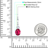 Oval Drop Dangle Triangular Cubic Zirconia Leverback Earring 925 Sterling Silver