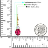 Oval Drop Dangle Triangular Cubic Zirconia Leverback Earring 925 Sterling Silver