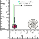 Round Cubic Zirconia Flower Heart Designer Fishhook Earring 925 Sterling Silver