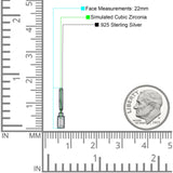 Emerald Cut Solitaire Dangling Hoop Earring Cubic Zirconia 925 Sterling Silver