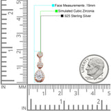 Drop Dangle 19mm Pear Stud Earrings Cubic Zirconia 925 Sterling Silver