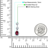 Drop Dangle 19mm Pear Stud Earrings Ruby CZ 925 Sterling Silver