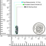 Minimalist 12.7mm Round CZ & Green Emerald CZ Hoop Earrings 925 Sterling Silver