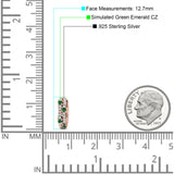 Minimalist 12.7mm Round CZ & Green Emerald CZ Hoop Earrings 925 Sterling Silver