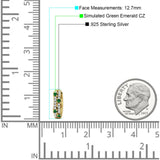 Minimalist 12.7mm Round CZ & Green Emerald CZ Hoop Earrings 925 Sterling Silver