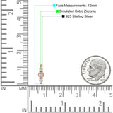 Minimalist 12mm Round Cubic Zirconia Trio Hoop Earrings 925 Sterling Silver