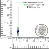 Minimalist 12.7mm Round CZ & Blue Sapphire CZ Hoop Earrings 925 Sterling Silver