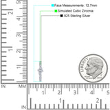 Minimalist 12.7mm Round Cubic Zirconia Hoop Earrings 925 Sterling Silver