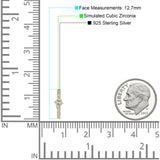 Minimalist 12.7mm Round Cubic Zirconia Hoop Earrings 925 Sterling Silver