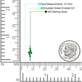 Minimalist 12.7mm Round CZ & Green Emerald CZ Hoop Earrings 925 Sterling Silver