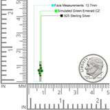 Minimalist 12.7mm Round CZ & Green Emerald CZ Hoop Earrings 925 Sterling Silver