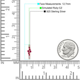 Minimalist 12.7mm Round CZ & Ruby CZ Hoop Earrings 925 Sterling Silver