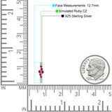 Minimalist 12.7mm Round CZ & Ruby CZ Hoop Earrings 925 Sterling Silver