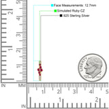 Minimalist 12.7mm Round CZ & Ruby CZ Hoop Earrings 925 Sterling Silver