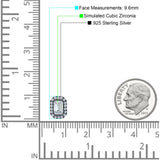 Minimalist 9.6mm Emerald Cut CZ Halo Stud Earrings 925 Sterling Silver