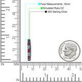 Minimalist 18mm Round Cluster CZ & Ruby CZ Hoop Earrings 925 Sterling Silver