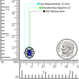 Floral 10.3mm Multistone Stud Earrings Blue Sapphire CZ 925 Sterling Silver