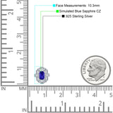 Floral 10.3mm Multistone Stud Earrings Blue Sapphire CZ 925 Sterling Silver