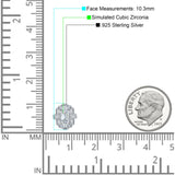 Floral 10.3mm Multistone Stud Earrings Cubic Zirconia 925 Sterling Silver