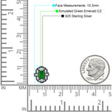 Floral 10.3mm Multistone Stud Earrings Green Emerald CZ 925 Sterling Silver