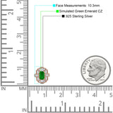 Floral 10.3mm Multistone Stud Earrings Green Emerald CZ 925 Sterling Silver