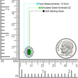 Floral 10.3mm Multistone Stud Earrings Green Emerald CZ 925 Sterling Silver