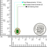 Floral 10.3mm Multistone Stud Earrings Green Emerald CZ 925 Sterling Silver