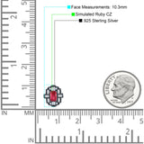 Floral 10.3mm Multistone Stud Earrings Ruby CZ 925 Sterling Silver