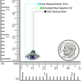 Minimalist 6mm Evil Eye Stud Earrings Blue Sapphire CZ 925 Sterling Silver