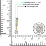 Dangle Drop Pear Stud Earrings Cubic Zirconia 925 Sterling Silver